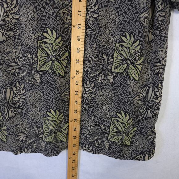 Tommy Bahama Shirt Mens L Geometric Floral 100% Silk Camp Short Sleeve Button Up - Picture 7 of 9